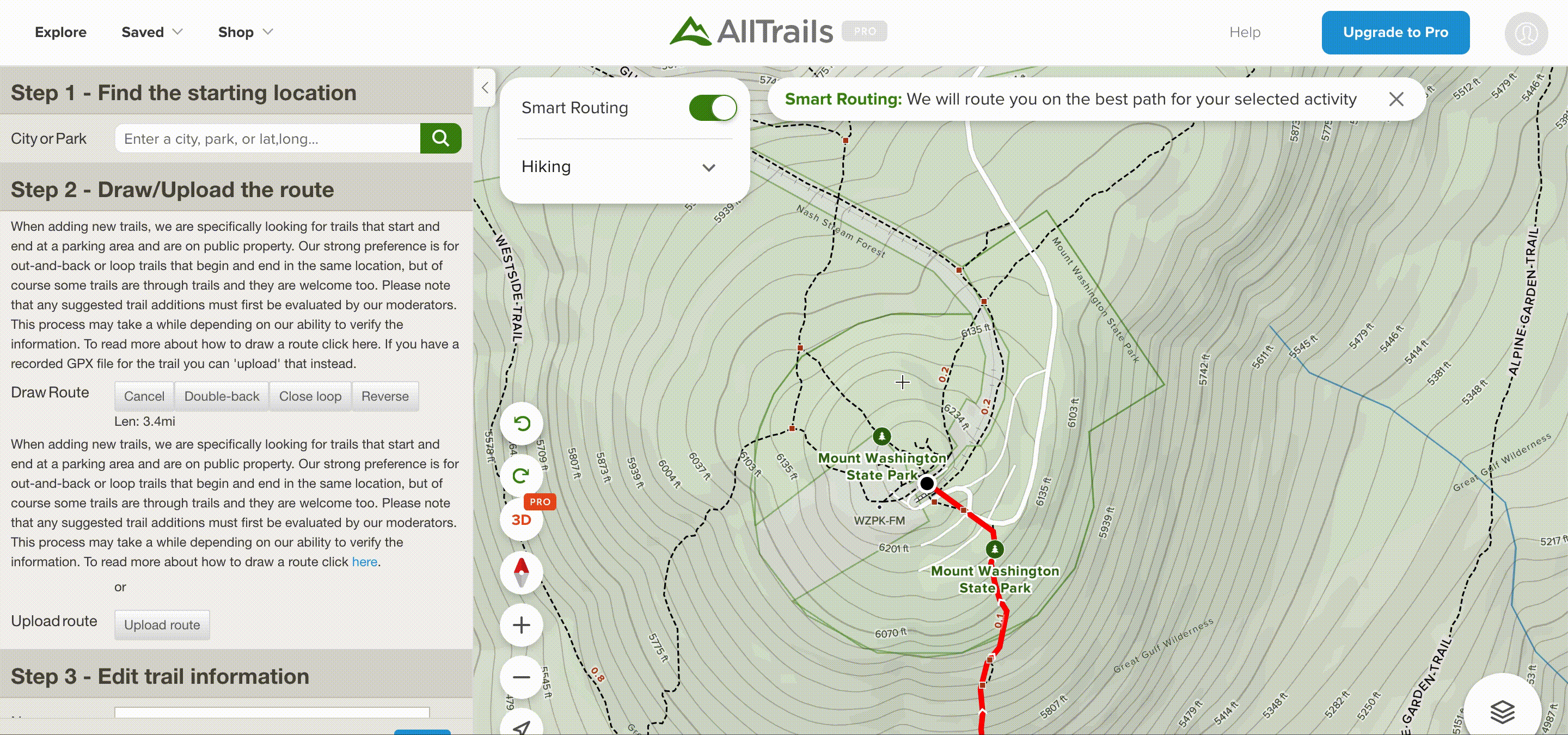 Editing a route path – Public Lands Portal